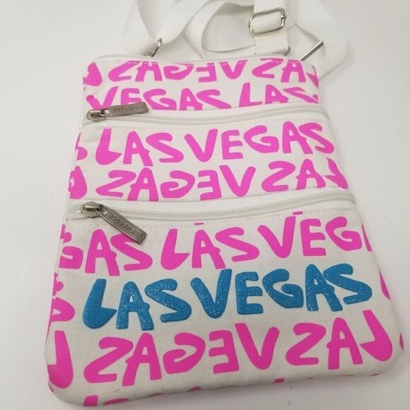 LAS VEGAS PINK WHITE CROSSBODY BAG. BY 777 LUCKY BRAND. - Picture 7 of 9